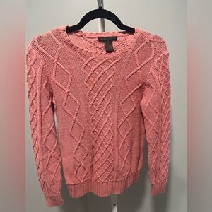Preswick & Moore Pink Pullover Cable Knit Sweater Cotton Blend Size Small